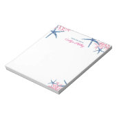 Roze en blauwe Starfish & koraal, speciaal geperso Notitieblok (Linkerzijde)