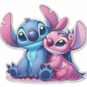 Roze en blauwe steek sticker (Voorkant)