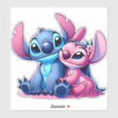 Roze en blauwe steek sticker (Vel)