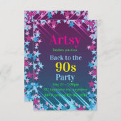 Roze en blauwe sterren kaart (Voorkant / Achterkant)