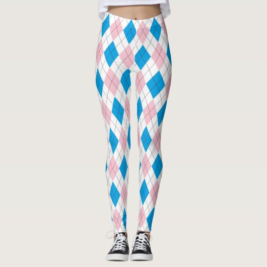 Roze en blauwe stijl leggings (Voorkant)