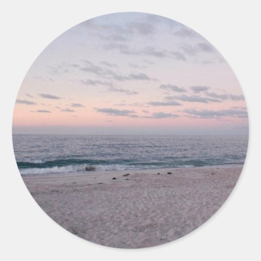 'Roze en blauwe strand op zonsopgang' Stickers (Voorkant)