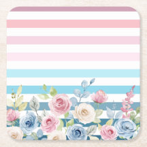 Roze en blauwe streep en bloem