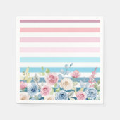 Roze en blauwe streep en bloem servet (Voorkant)