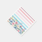 Roze en blauwe streep en bloem servet (Hoek)