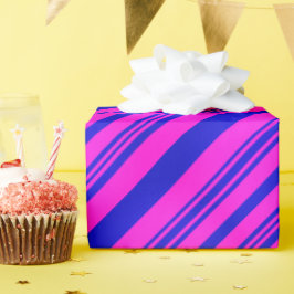 Roze en blauwe strepen cadeaupapier