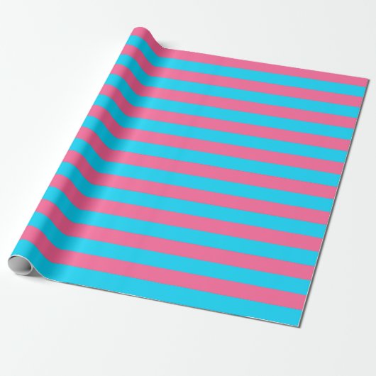 Roze en blauwe strepen ontwerp cadeaupapier (Uitgerold)