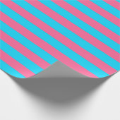 Roze en blauwe strepen ontwerp cadeaupapier (Hoek)