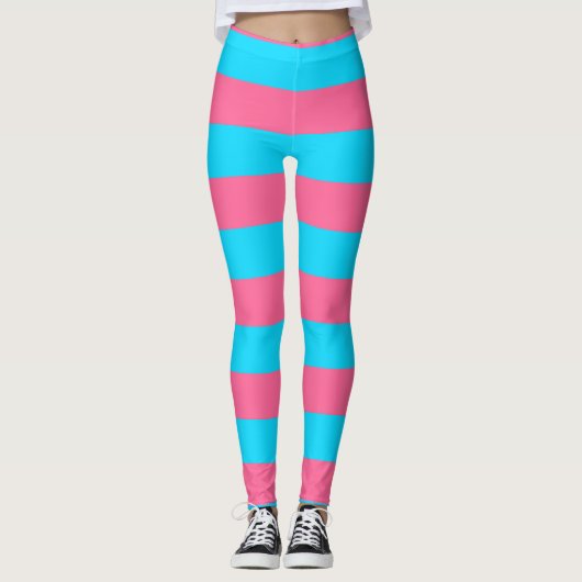 Roze en blauwe strepen ontwerp leggings (Voorkant)