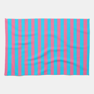 Roze en blauwe strepen ontwerp theedoek
