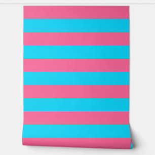 Roze en blauwe strepen Wall Decor Behang