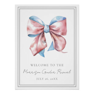 Roze En Blauwe Strik Geslacht Onthulling Welkomstb Perfect Poster