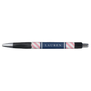 Roze en Blauwe Stripes Patroon Pen