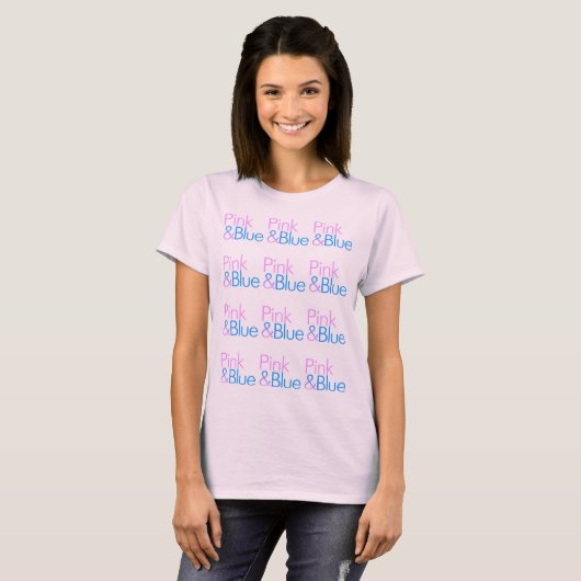 Roze en blauwe T-shirt (Voorkant volledig)