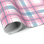 Roze en Blauwe Tartan Kerstmis Cadeaupapier (Rol Hoek)