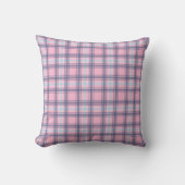 Roze en Blauwe Tartan Kerstmis Donkerblauw Terug Kussen (Voorkant)