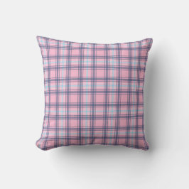 Roze en Blauwe Tartan Kerstmis Dubbel Zijpatroon Kussen