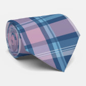 Roze en Blauwe Tartan Kerstmis Stropdas (Opgerold)