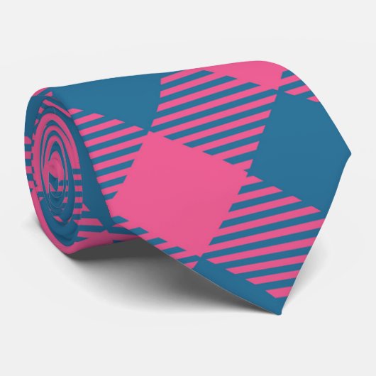 Roze en Blauwe Tartan Kerstmis Stropdas (Opgerold)