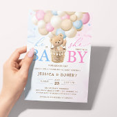 Roze en Blauwe Teddybeer Geslacht onthullen Uitnod Kaart