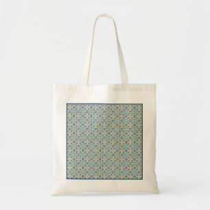 Roze en blauwe Tegel Tote Bag