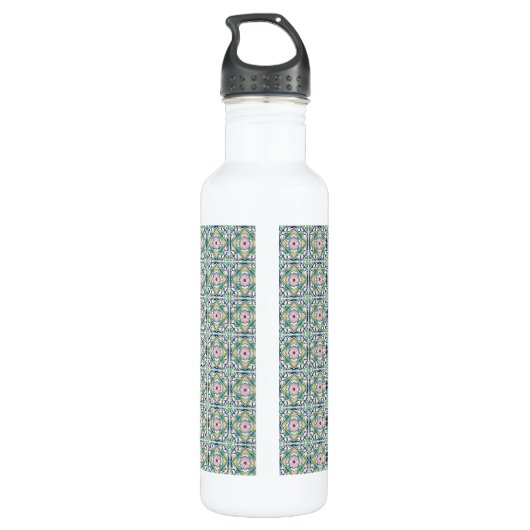 Roze en blauwe tegel waterfles  (Achterkant)