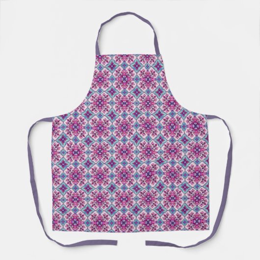 Roze en blauwe tegelontwerp schort (Voorkant)