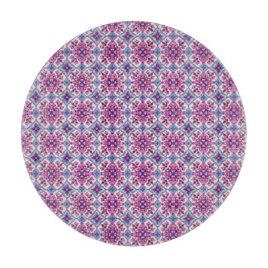 Roze en Blauwe Tegels Ontwerp Snijplank (Voorkant)