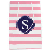 Roze en blauwe tekeningen Patroon en Monogram Medium Cadeauzakje (Voorkant)