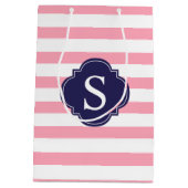 Roze en blauwe tekeningen Patroon en Monogram Medium Cadeauzakje (Achterkant)