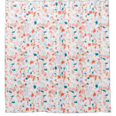 Roze en blauwe terrazzo, handgemaakt douchegordijn (Voorkant)