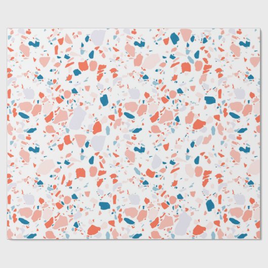 Roze en blauwe terrazzo handgemaakt verpakkingspap cadeaupapier (Vlak)