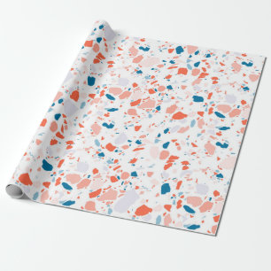 Roze en blauwe terrazzo handgemaakt verpakkingspap cadeaupapier