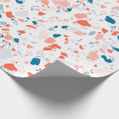 Roze en blauwe terrazzo handgemaakt verpakkingspap cadeaupapier (Hoek)