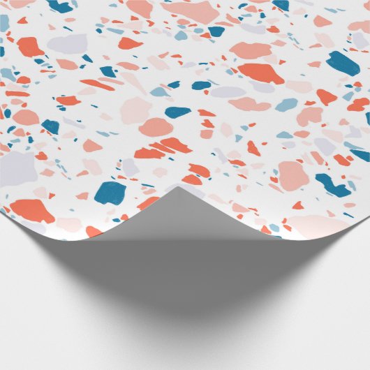 Roze en blauwe terrazzo handgemaakt verpakkingspap cadeaupapier (Hoek)