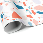 Roze en blauwe terrazzo handgemaakt verpakkingspap cadeaupapier (Rol Hoek)