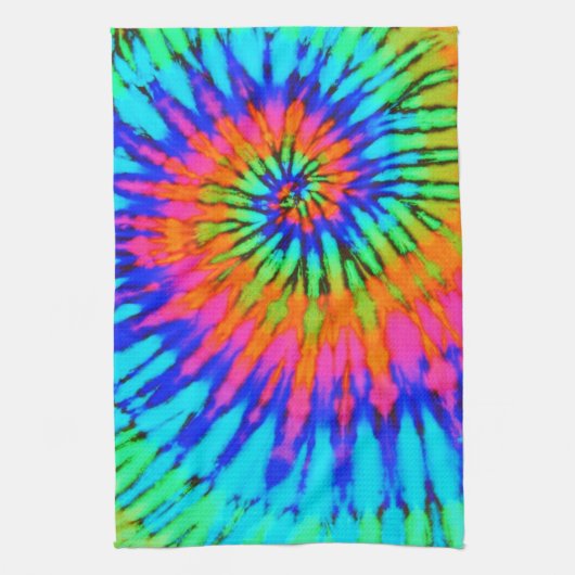 Roze en Blauwe Tie Dye Keuken Handdoek (Verticaal)