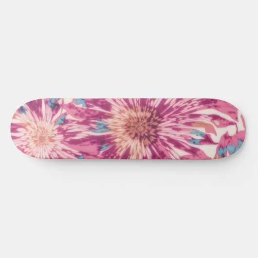 Roze en Blauwe Tie Dye Sunburst Persoonlijk Skateboard (Horizontaal)