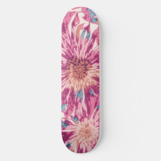 Roze en Blauwe Tie Dye Sunburst Persoonlijk Skateboard (Voorkant)