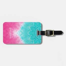 Roze en blauwe Tie kleurstof met Mandala Sway in s Bagagelabel