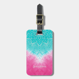 Roze en blauwe Tie kleurstof met Mandala Sway in s Bagagelabel