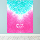 Roze en blauwe Tie kleurstof met Mandala Sway in s Canvas Afdruk (Insitu (Houten vloer))