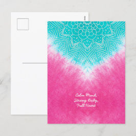 Roze en blauwe Tie kleurstof met Mandala Sway in s Feestdagenkaart