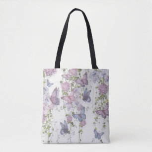 Roze en blauwe tint vlinder Cottage core tas