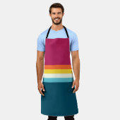 Roze en blauwe tinten Streep Schort (Gedragen)