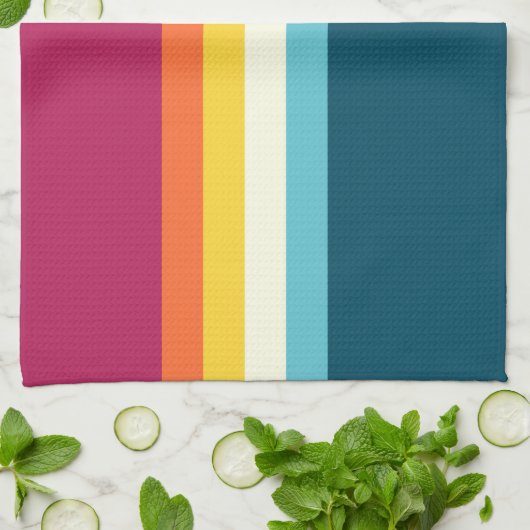 Roze en blauwe tinten Streep Theedoek (Gevouwen)