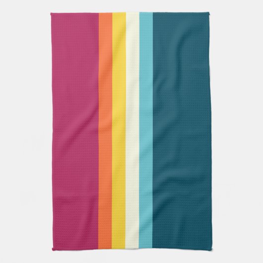 Roze en blauwe tinten Streep Theedoek (Verticaal)