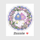 Roze en Blauwe Tortelduifjes Die Knip Sticker Deca (Vel)