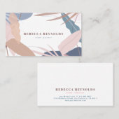 Roze en blauwe tropische bladeren Modern Visitekaartje (Voorkant / Achterkant)