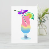 Roze en blauwe tropische Drink Kaart (Staand voorkant)